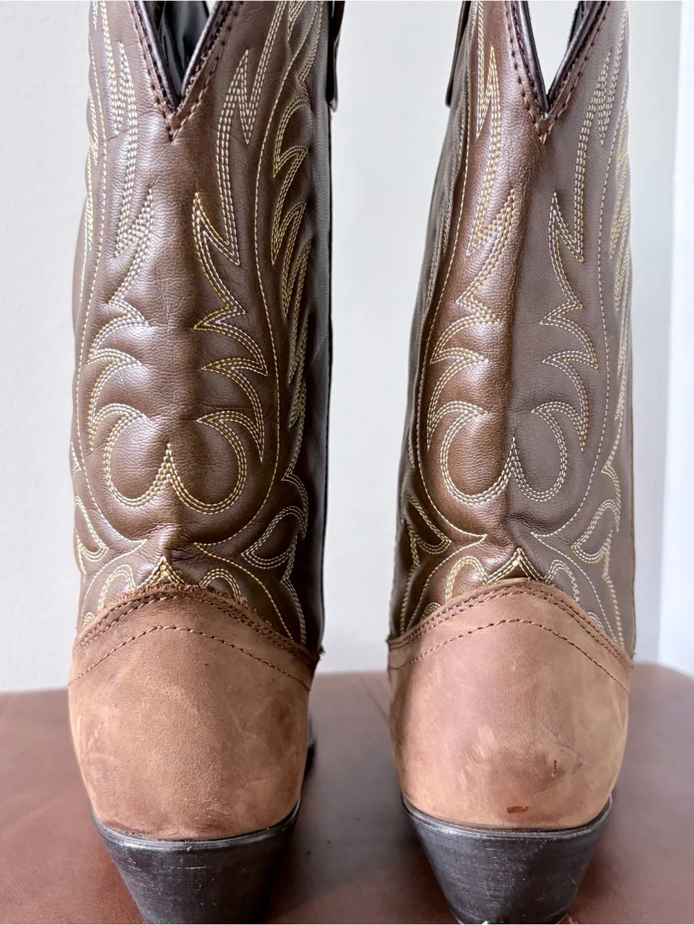 Laredo Two-Tone Brown Suede & Leather Cowboy Boots